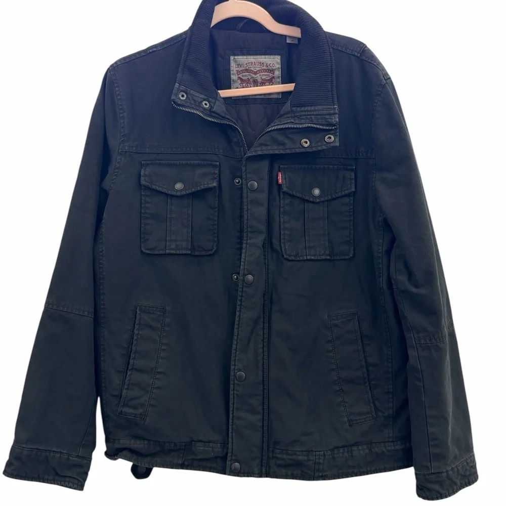 Levi’s Men’s Black Utility Field Jacket Military Workwear Coat Size Medium